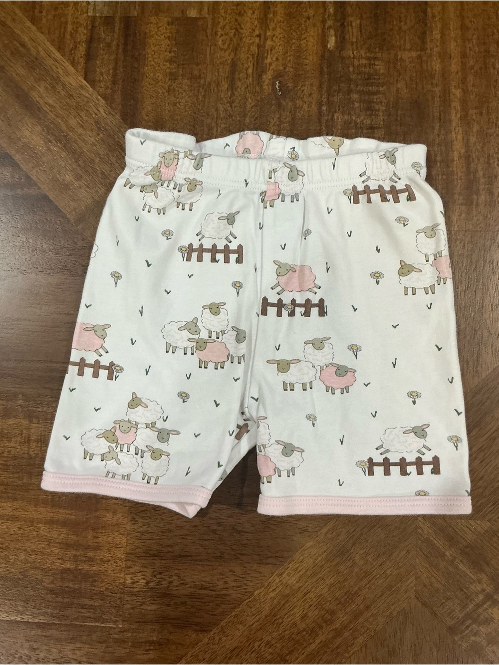 Bella Bliss Size 2 Sheep Print Pink & White Shorts